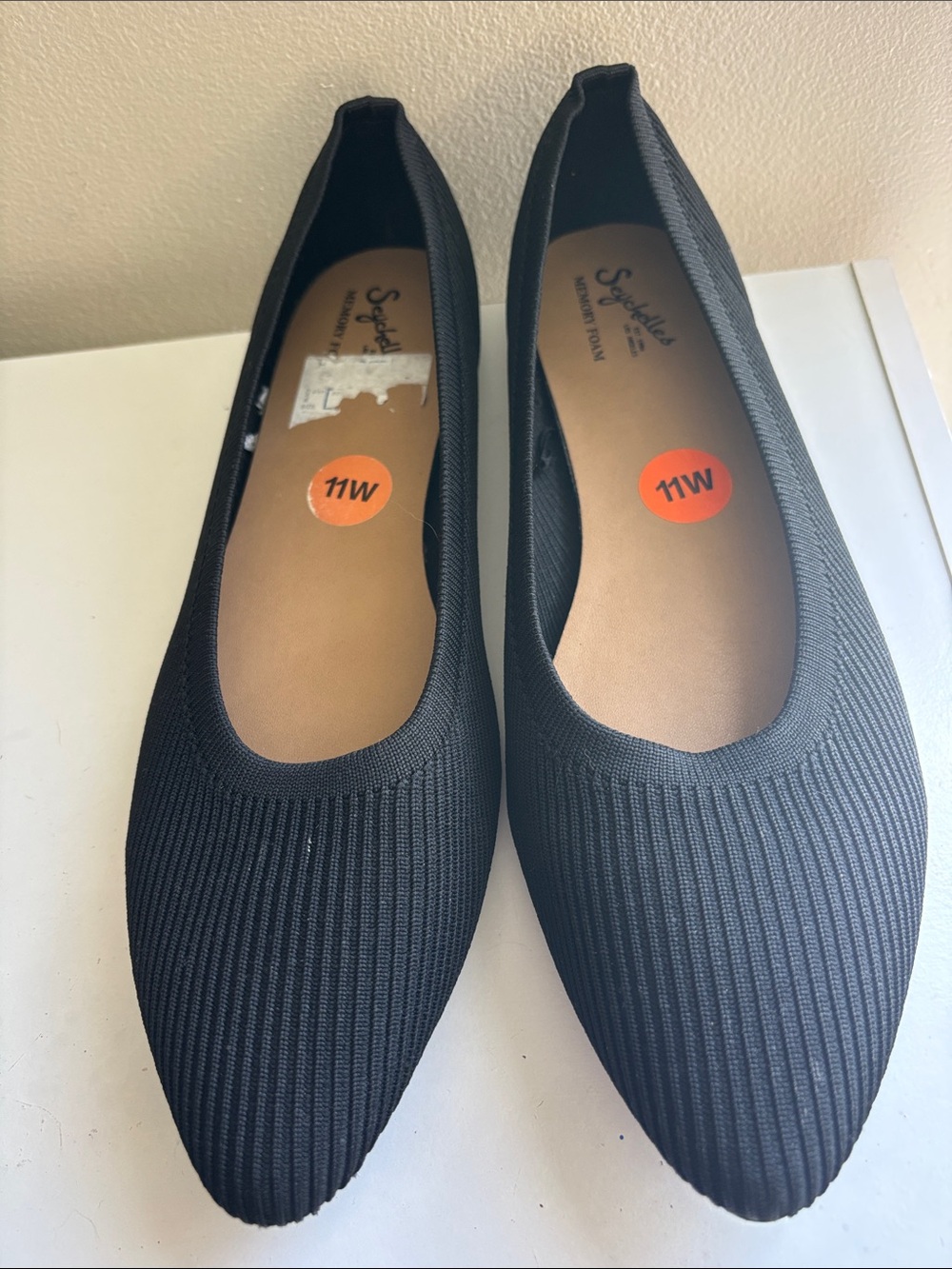 Seychelles Black Ribbed Knit Pointed-Toe Flats